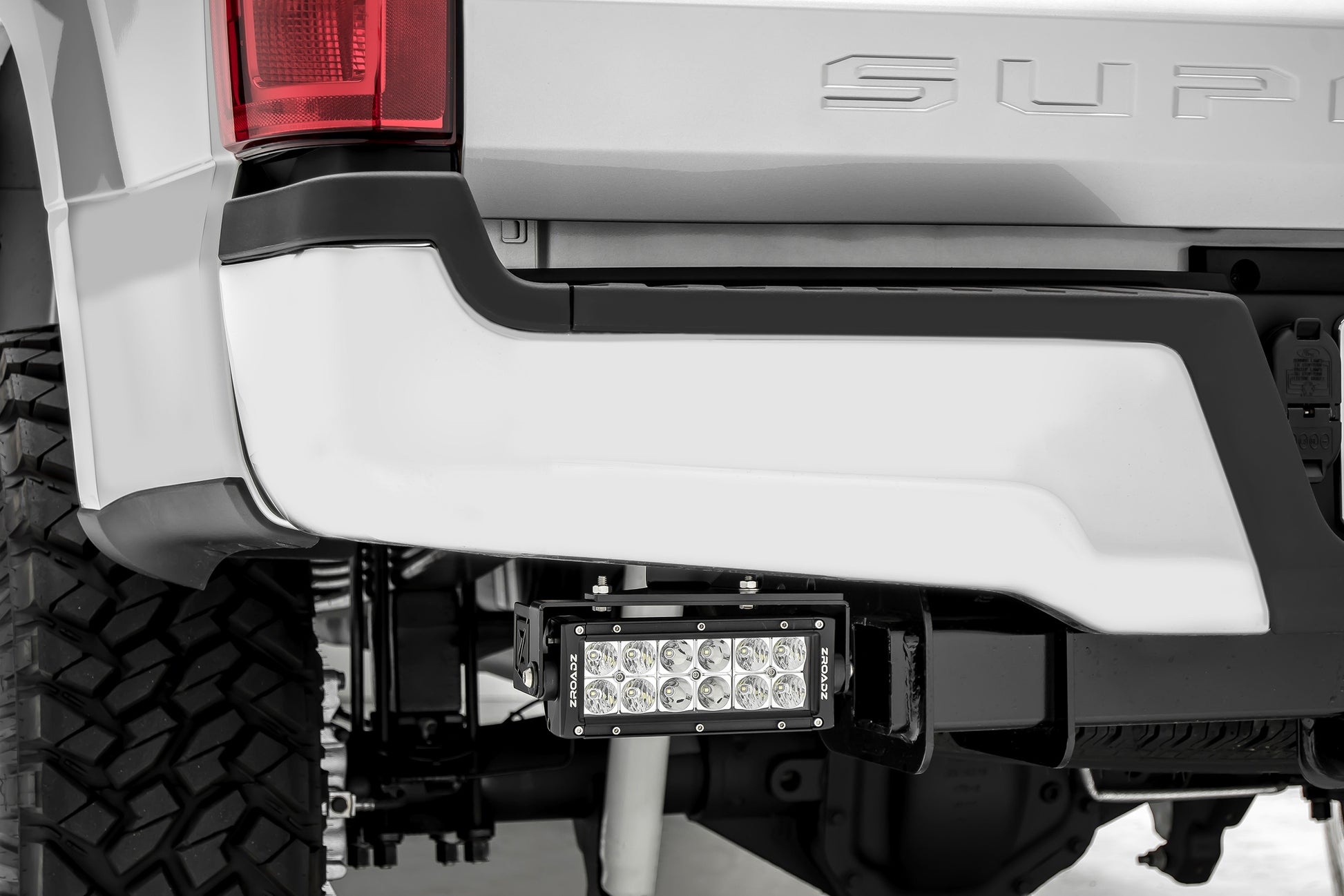 ~(10 lbs. 14X9X8)~ 2017-2017 Ford F250/F350: Rear Bumper Frame LED Light Bar Mounts Includes Universal Wire Harness and (2) 6 IN IN Zroadz LED lights - Bolt On Easy Install